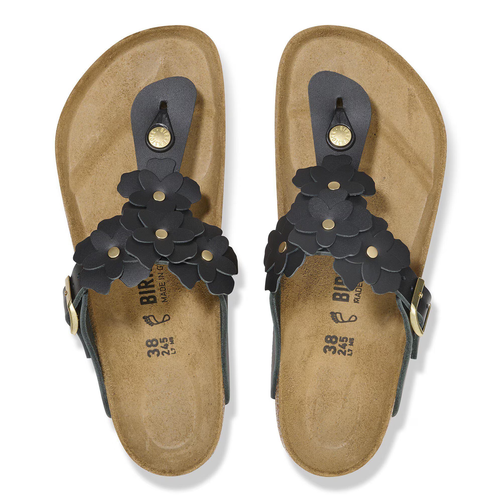 Gizeh Flower Embellishment Natural Leather